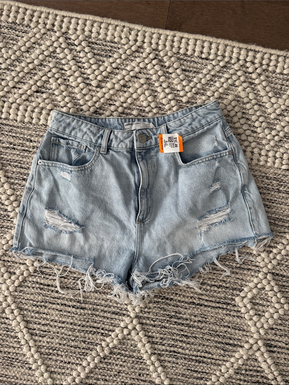 Garage Light Blue Ripped Denim Shorts